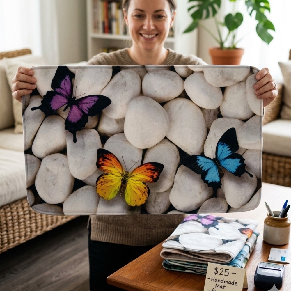 Butterfly Stone Wall Decor Mat